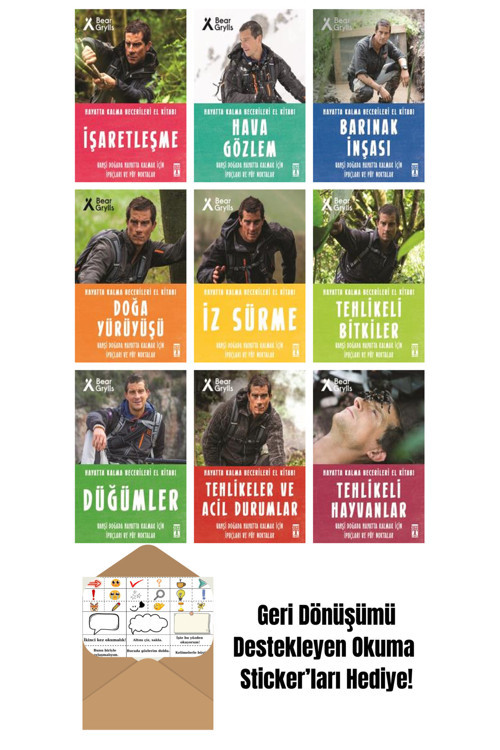 Timaş Yayınları Bear Grylls 9 Kitap Seti + Okuma Sticker'Ları