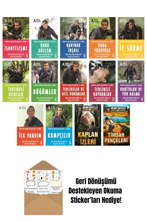 Timaş Yayınları Bear Grylls 14 Kitap Seti + Okuma Sticker'Ları