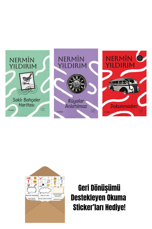 Everest Yayınları Saklı Bahçeler Haritası (Ciltli) + Rüyalar Anlatılmaz (Ciltli) + Dokunmadan + Okuma Sticker'Ları