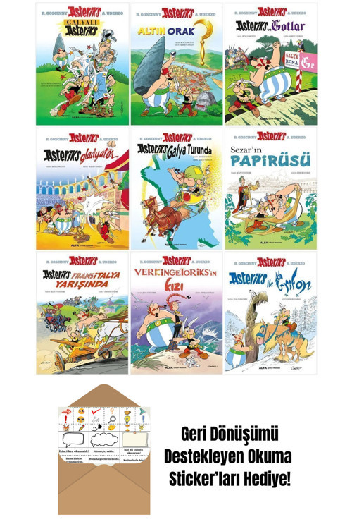 Alfa Yayıncılık Asteriks 9 Kitap Çizgi Roman Seti + Okuma Sticker'Ları