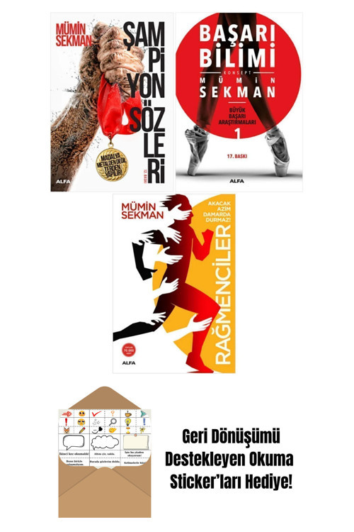Alfa Yayıncılık Mümin Sekman 3 Kitap Set / Şampiyon Sözleri + Başarı Bilimi + Rağmenciler + Okuma Sticker'Ları