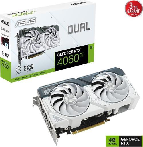 RTX4060TI 8GB DUAL RTX4060TI-O8G WHITE GDDR6 128bit HDMI DP PCIe 16X v4.0