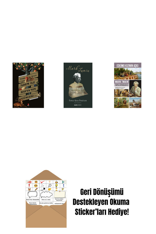 Alfa Yayıncılık Adem İle Havva’Nın Güncesi + Toplu Kısa Öyküler (Ciltli) + Eskimo Kızının Aşkı + Okuma Sticker'Ları