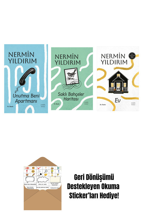 Everest Yayınları Unutma Beni Apartmanı (Ciltli) + Saklı Bahçeler Haritası (Ciltli) + Ev (Ciltli) + Okuma Sticker'Ları