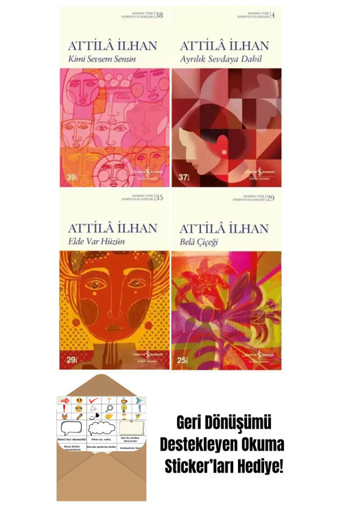 İş Bankası Kültür Yayınları Attila İlhan 4'Lü Şiir Kitapları + Okuma Sticker'Ları