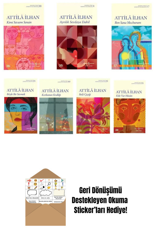 İş Bankası Kültür Yayınları Attila İlhan Şiir Seti 7 Kitap + Okuma Sticker'Ları