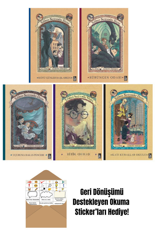 Doğan Egmont Yayıncılık Talihsiz Serüvenler Dizisi 1-2-3-4-5 Kitap Set + Okuma Sticker'Ları