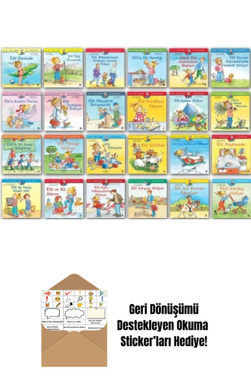 İş Bankası Kültür Yayınları İlk Okuma Kitabım Elif Serisi 24 Kitaplık Set + Okuma Sticker'Ları
