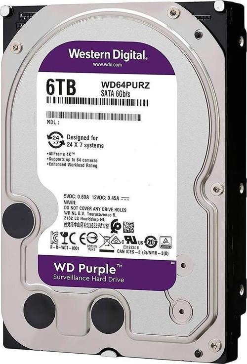 6TB PURPLE WD64PURZ 64MB 5400RPM SATA-3 GÜVENLİK DİSKİ