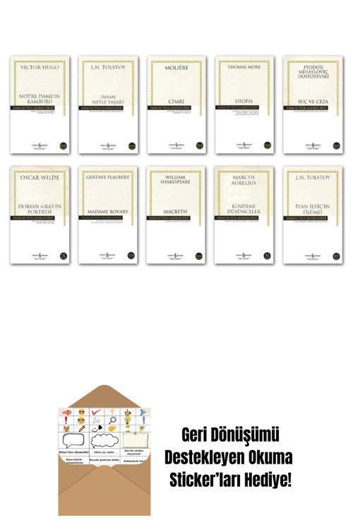 İş Bankası Kültür Yayınları Hasan Ali Yücel Dünya Klasikleri Set 10 Kitap Dünya Edebiyatı + Okuma Sticker'Ları