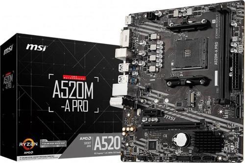 A520M-A PRO DDR4 M2 PCIe NVME HDMI DVI PCIe 16X v3.0 AM4 mATX