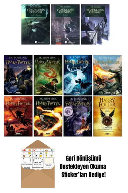 Yapı Kredi Yayınları Yüzüklerin Efendisi 3 Kitap + Harry Potter Serisi 8 Kitap + Okuma Sticker'Ları