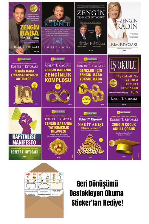 Alfa Yayıncılık Robert T. Kiyosaki 12 Kitap Set + Okuma Sticker'Ları