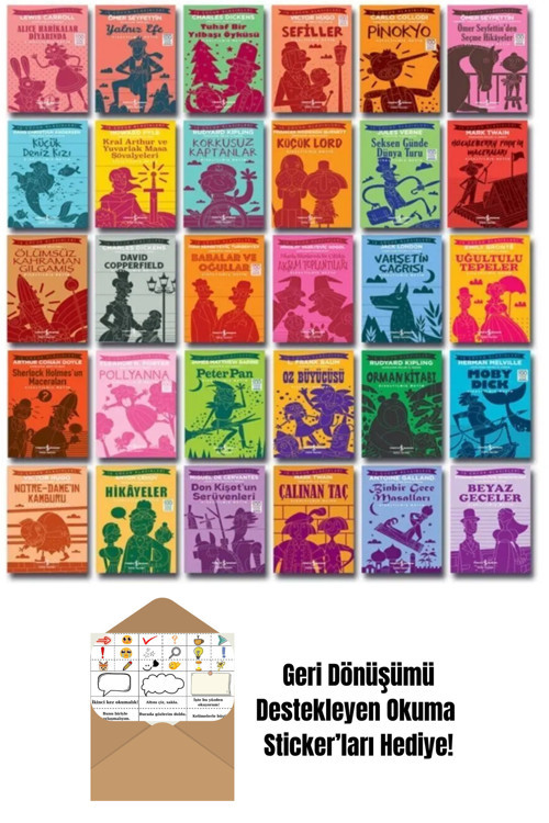İş Bankası Kültür Yayınları Dünya Çocuk Klasikleri Yüz Temel Eser 30 Kitap + Okuma Sticker'Ları