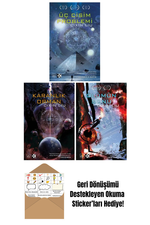 İthaki Yayınları Üç Cisim Problemi 3 Kitap Set + Okuma Sticker'Ları