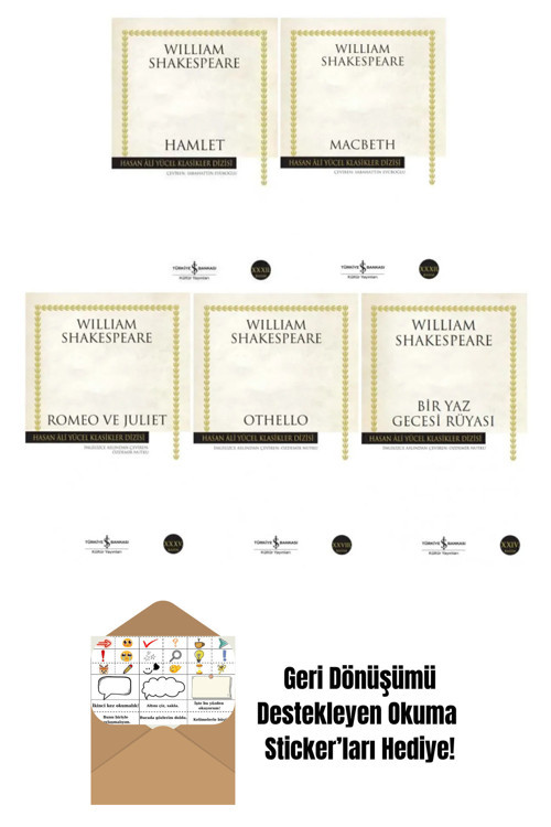 İş Bankası Kültür Yayınları William Shakespeare 5 Kitap Set + Okuma Sticker'Ları