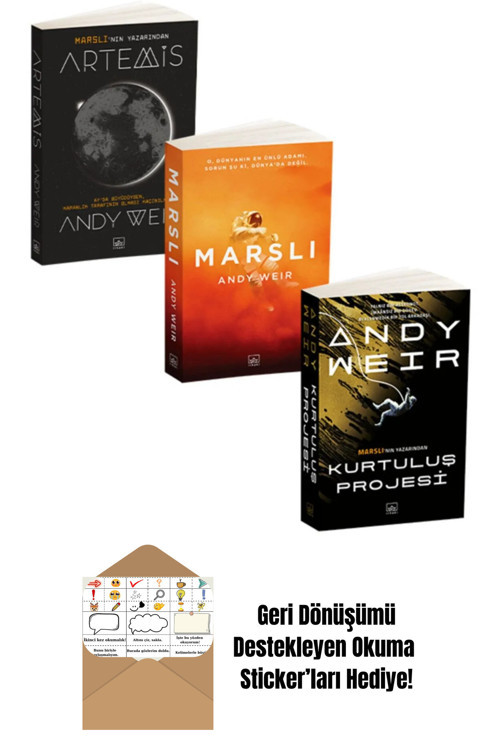İthaki Yayınları Andy Weir 3 Kitap Takım + Okuma Sticker'Ları