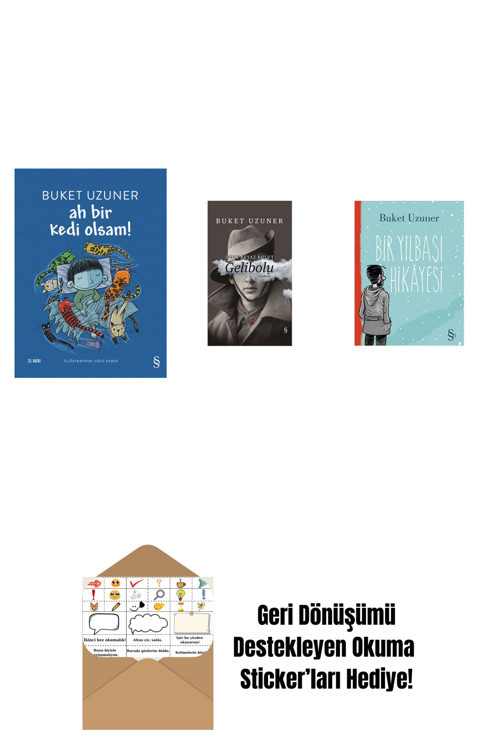 Everest Yayınları Ah Bir Kedi Olsam! + Gelibolu (Ciltli) + Bir Yılbaşı Hikâyesi + Okuma Sticker'Ları