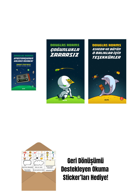 Alfa Yayıncılık Douglas Adams 3 Kitap Set + Okuma Sticker'Ları