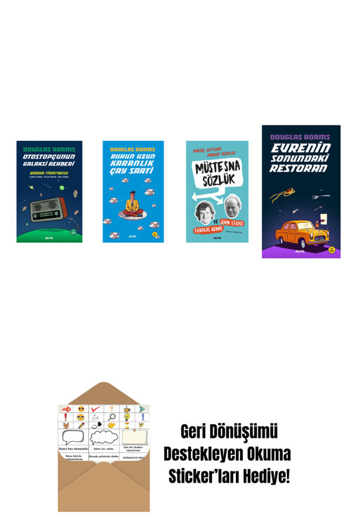 Alfa Yayıncılık Douglas Adams 4 Kitap Set + Okuma Sticker'Ları