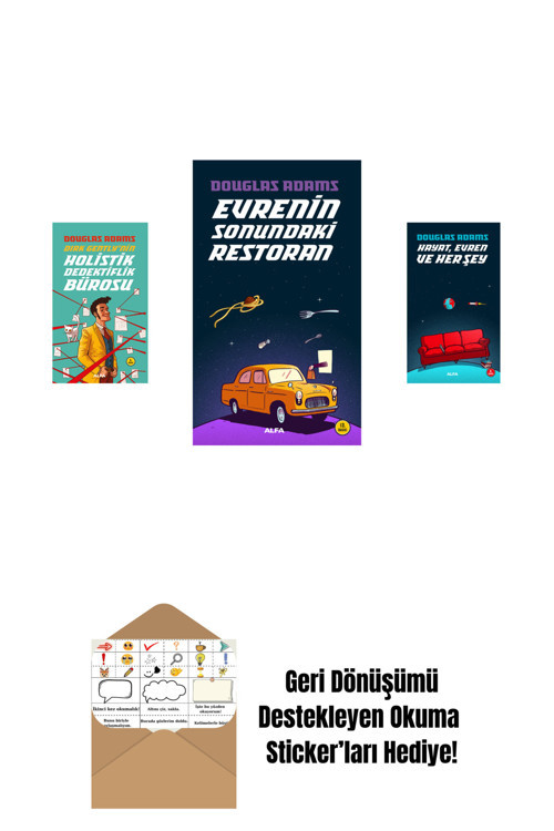 Alfa Yayıncılık Douglas Adams 3 Kitap Set + Okuma Sticker'Ları