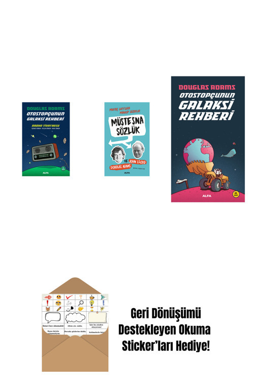 Alfa Yayıncılık Douglas Adams 3 Kitap Set + Okuma Sticker'Ları