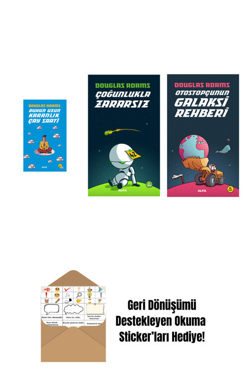 Alfa Yayıncılık Douglas Adams 3 Kitap Set + Okuma Sticker'Ları