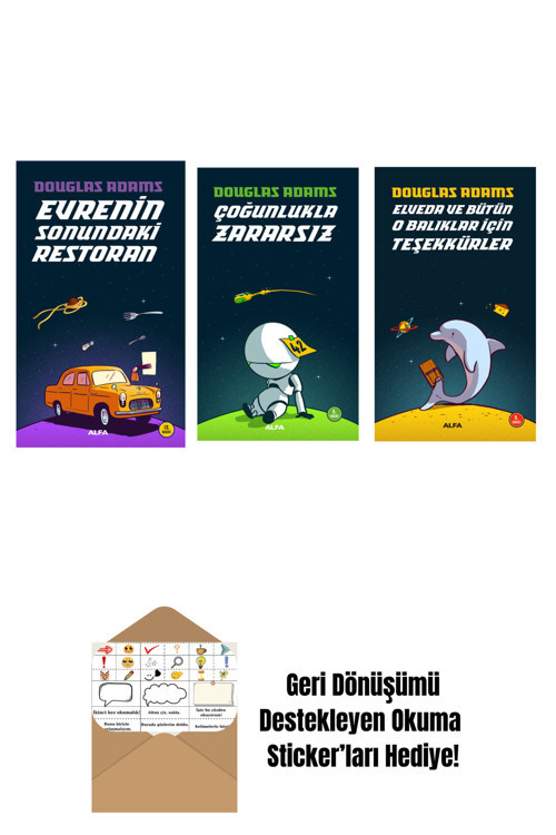 Alfa Yayıncılık Douglas Adams 3 Kitap Set + Okuma Sticker'Ları