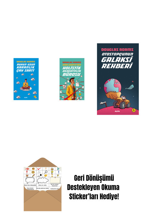 Alfa Yayıncılık Douglas Adams 3 Kitap Set + Okuma Sticker'Ları
