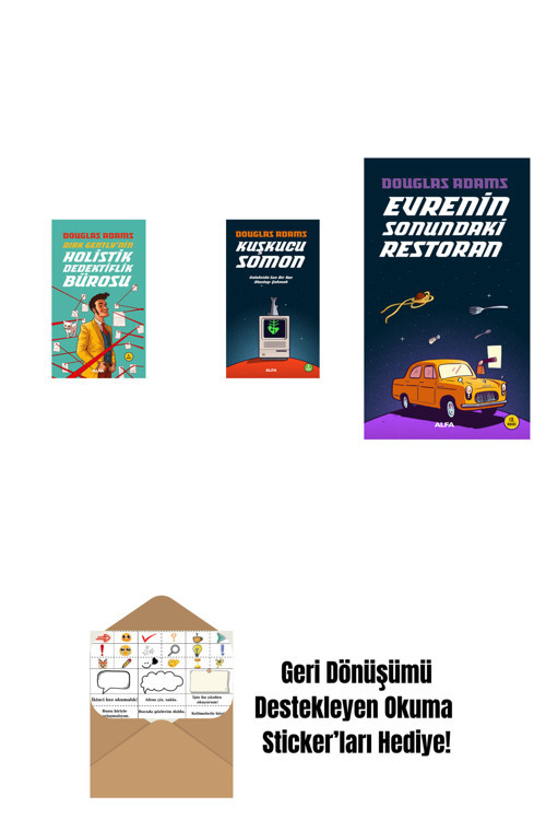 Alfa Yayıncılık Douglas Adams 3 Kitap Set + Okuma Sticker'Ları