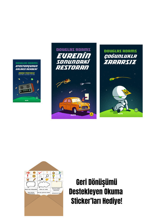 Alfa Yayıncılık Douglas Adams 3 Kitap Set + Okuma Sticker'Ları
