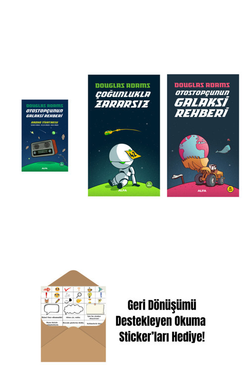 Alfa Yayıncılık Douglas Adams 3 Kitap Set + Okuma Sticker'Ları