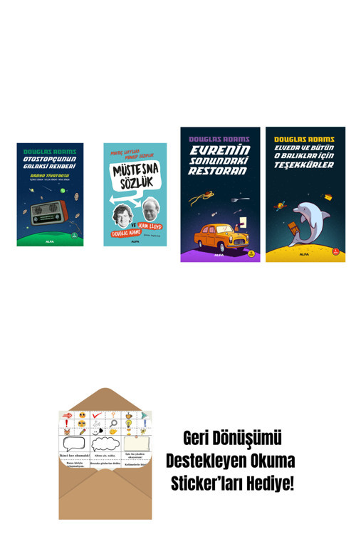 Alfa Yayıncılık Douglas Adams 4 Kitap Set + Okuma Sticker'Ları