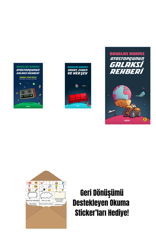 Alfa Yayıncılık Douglas Adams 3 Kitap Set + Okuma Sticker'Ları