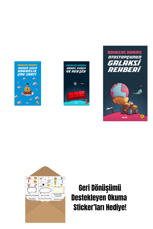 Alfa Yayıncılık Douglas Adams 3 Kitap Set + Okuma Sticker'Ları