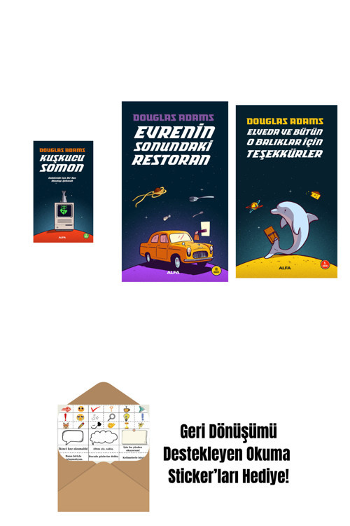 Alfa Yayıncılık Douglas Adams 3 Kitap Set + Okuma Sticker'Ları