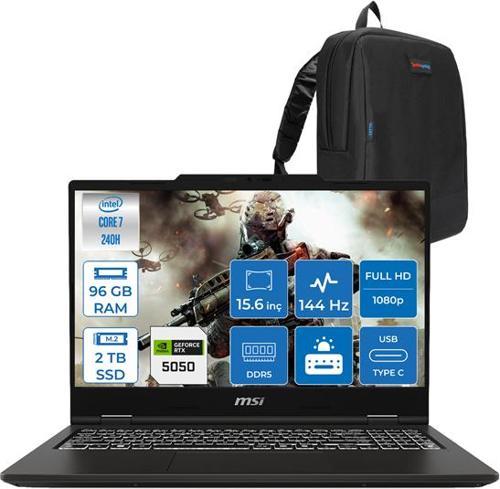 Venture Pro 15 Intel Core 7 240H 96GB Ddr5 2tb SSD 8GB/RTX5050/45W 15.6" Fhd 144Hz IPS Windows 11 Home Taşınabilir Bilgisayar A2RWEG50H23 + Zettaçanta