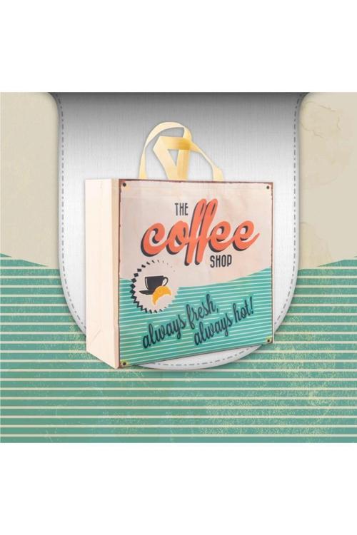 Çevre Dostu Nonwoven Tela Alışveriş Çantası Coffee Shop Temalı