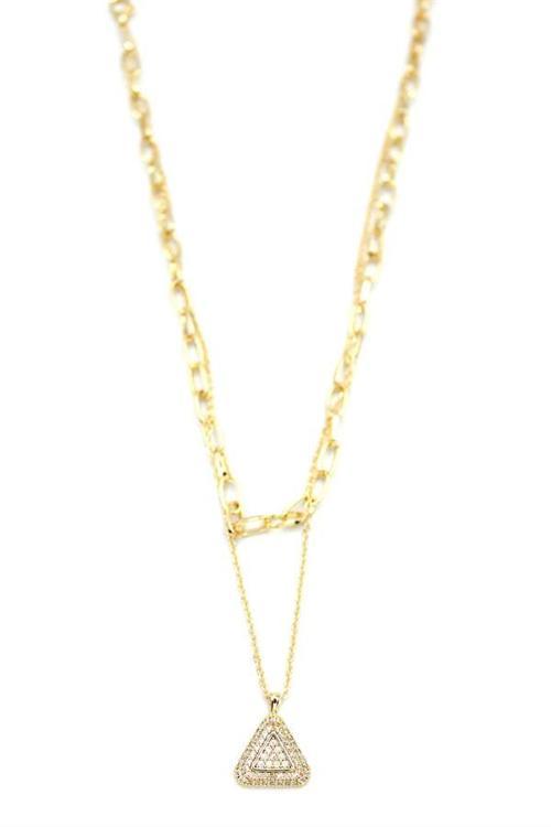 Çoklu Üçgen Kolye - Altın