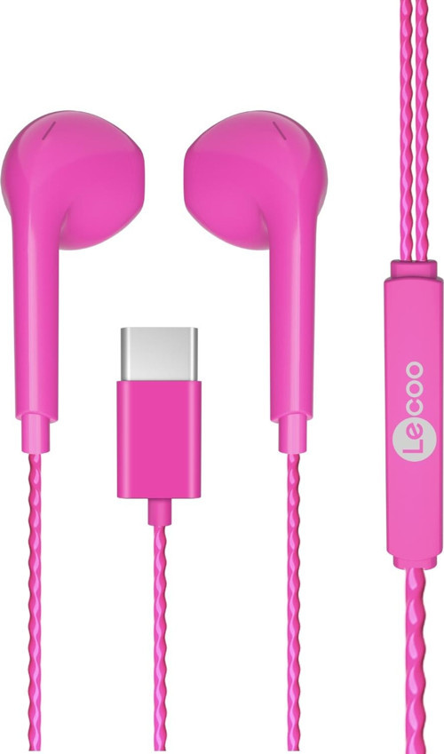 LECOO EH104C-PR Stereo Type-C PEMBE Kulak İçi Mikrofonlu Kulaklık