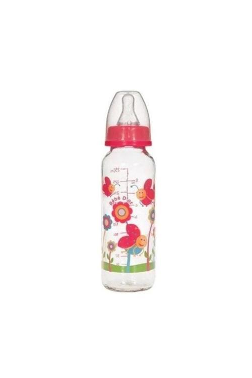 31302 Desenli Cam Biberon 250 Ml - Kırmızı Renkli Uğur Böceği