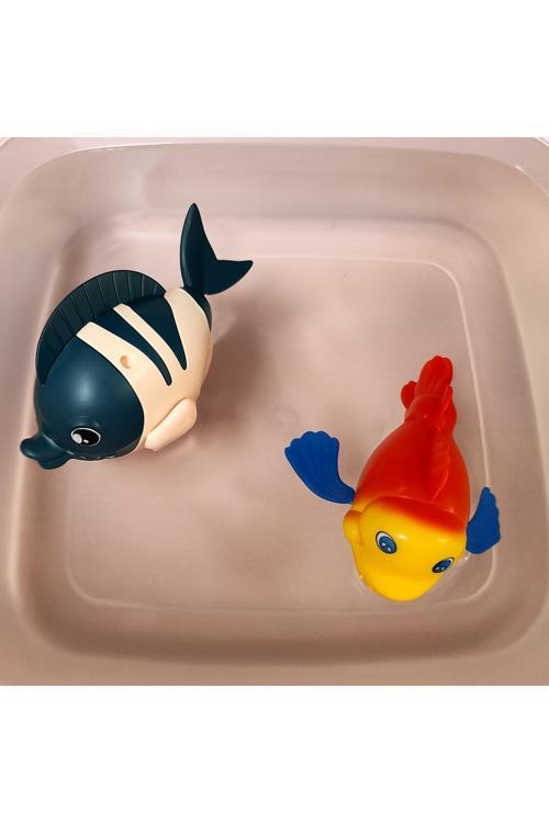 2 Adet Oyuncak Kurmalı Yüzen Balık ,Banyo -Havuz Oyuncağı Balık Nemo Ve Sevimli Köpekbalığı