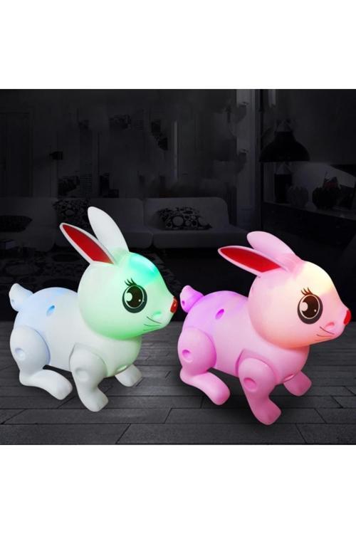 Oyuncak Tavşan Pembe Mekanik Zıplayan Işıklı Müzikli Hediye Oyuncak