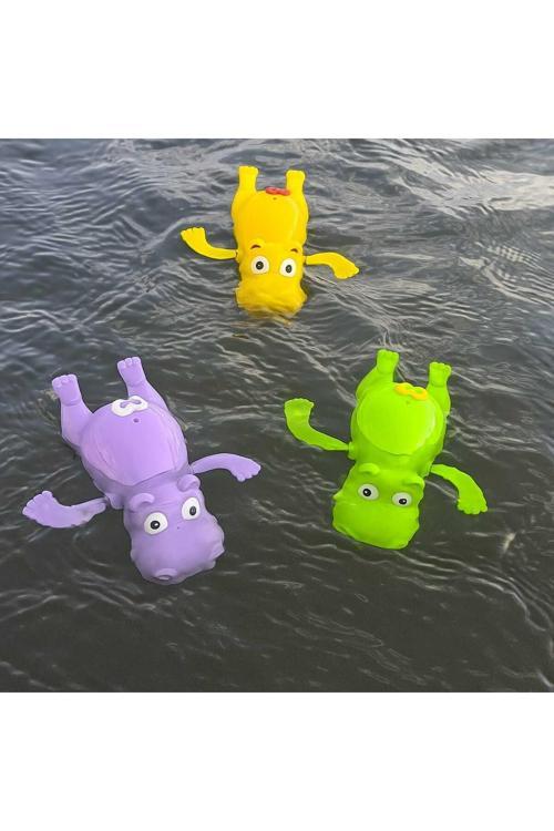 2 Adet Suda Yüzen Oyuncak Su Aygırı Sevimli Kurmalı Hipopatam