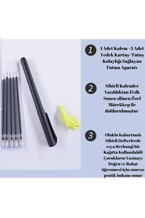 Kendiliğinden Silinen Kalem Seti 1 Kalem+5 Yedek Kartuş+1 Tutucu Sihirli Yaz Silinsin Set Kalemi