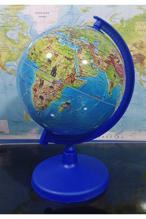 Dünya Küresi Hayvan Temalı Konsept Çocuk Hediye 20 Cm Çap Ev Ofis Dekorasyon Yer Küre