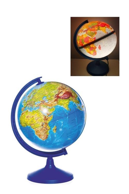 Işıklı Küre - 36 Cm Yükseklik 26 Cm Çap - Hem Fiziki Hem Siyasi Dünya Küresi