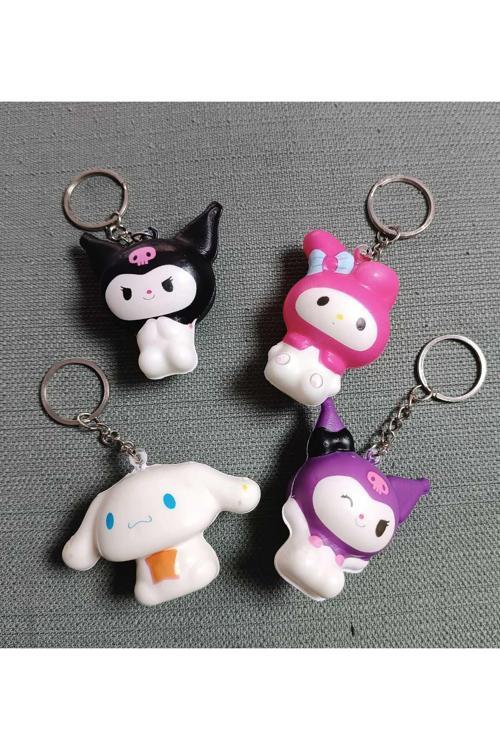 4 Adet Shukushi Sanrio Kwaii Ailesi Kuromi Anahtarlık Seti Figür Oyuncak Sukuşi Set