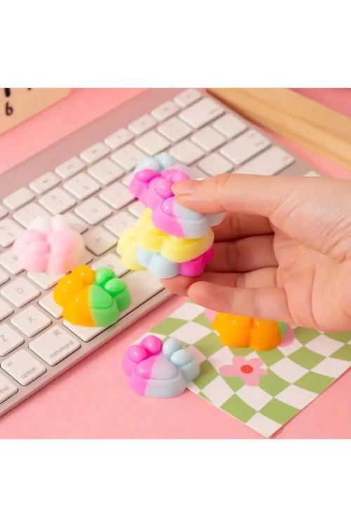 6 Adet Mini Kedi Patisi-Yapışabilen Sukuşi - Squishy Pati- Muhteşem Hisli Pati - Stres Oyuncak