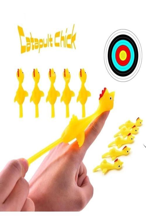 5 Adet Eğlenceli Uçan Tavuk Sapan Çek Fırlat Yapışsın Dayanıklı Tavuk Sapanı Oyuncak